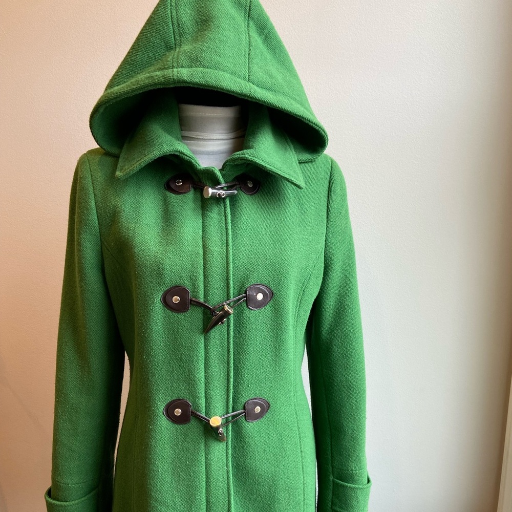 Calvin Klein Wool Duffle Toggle Coat. Green. Size 10.